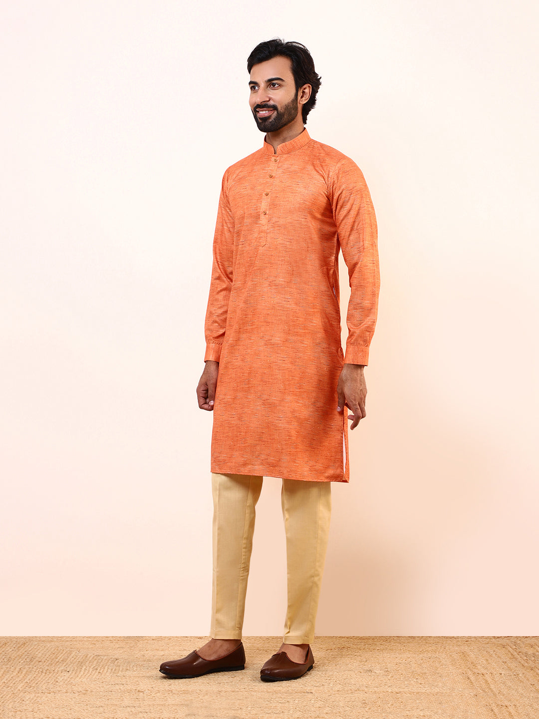 Rustic Orange Solid Men’s Kurta