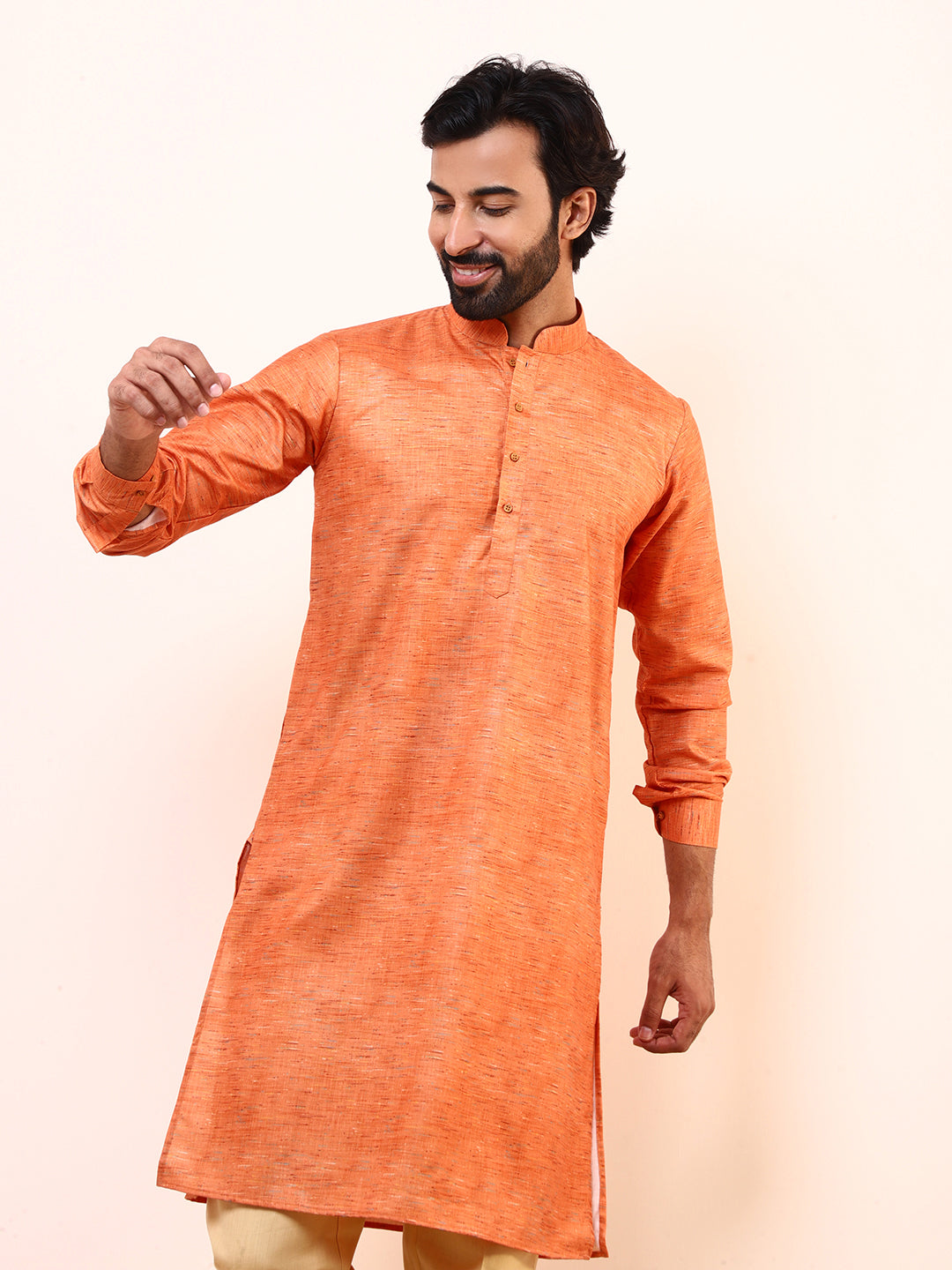 Rustic Orange Solid Men’s Kurta