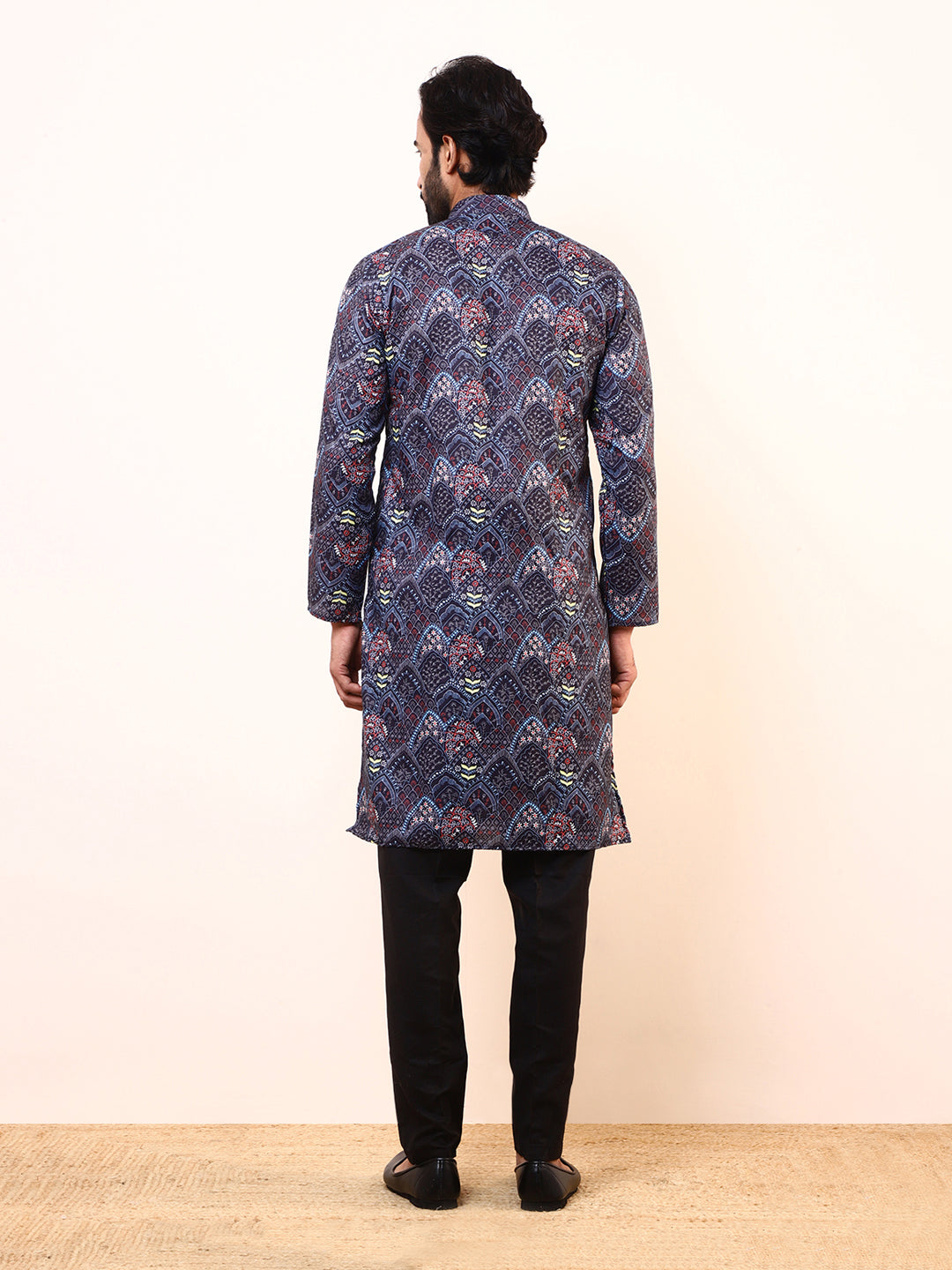 Deep Blue Printed Men’s Kurta