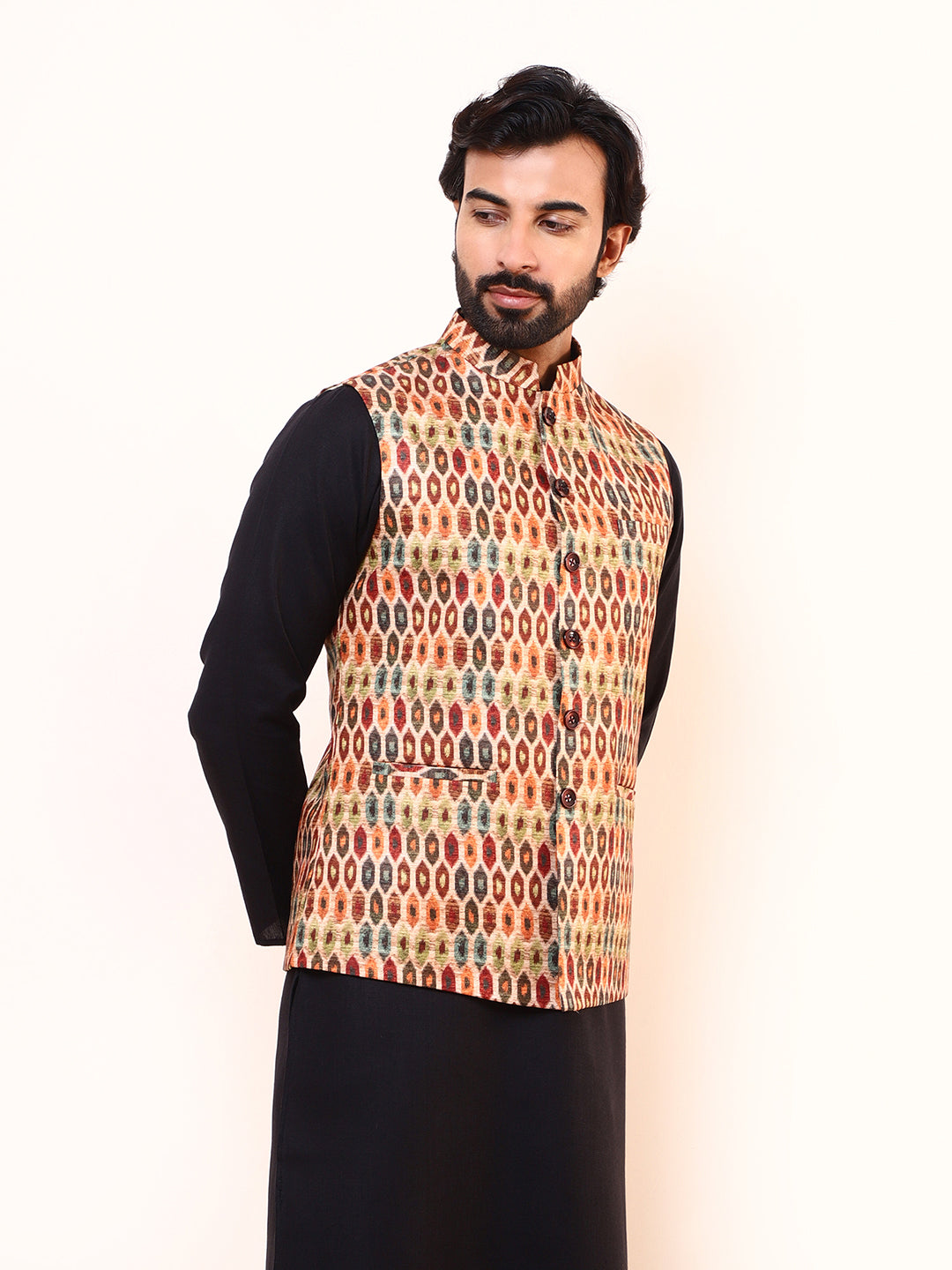 Playful Multicolor Printed Men’s Nehru Jacket