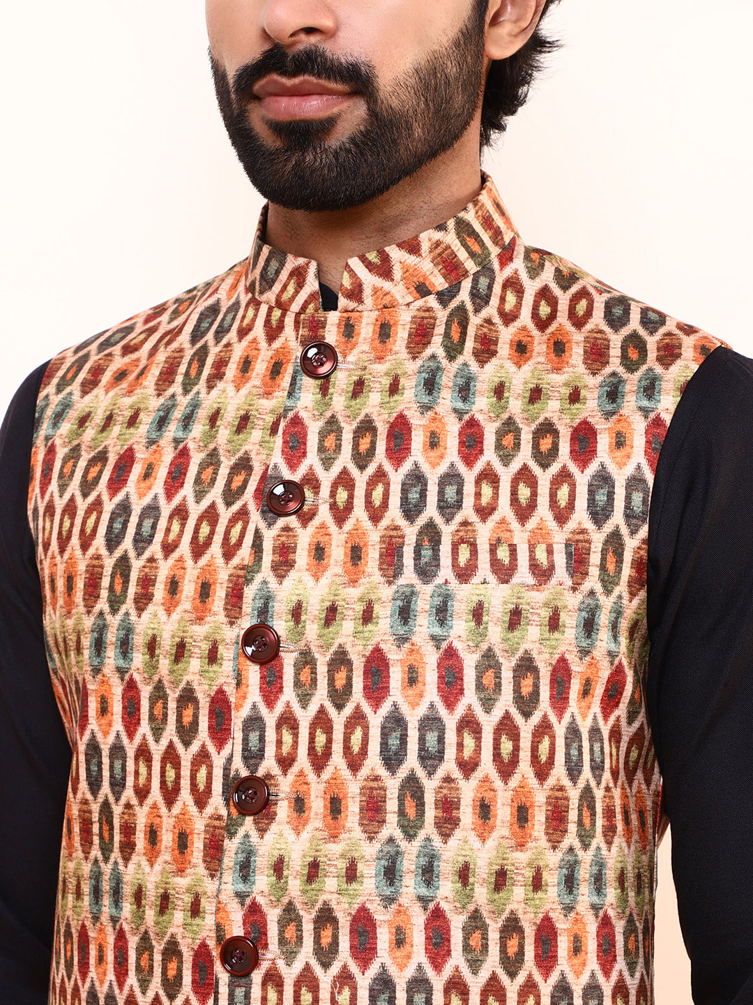 Playful Multicolor Printed Men’s Nehru Jacket