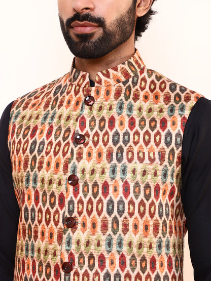 Playful Multicolor Printed Men’s Nehru Jacket