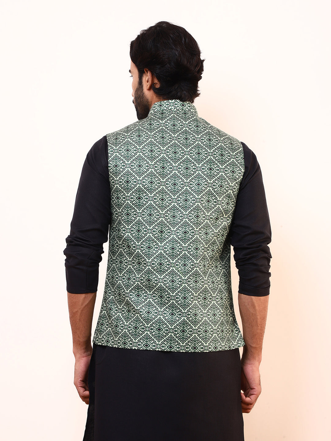Snaky Green Printed Men’s Nehru Jacket