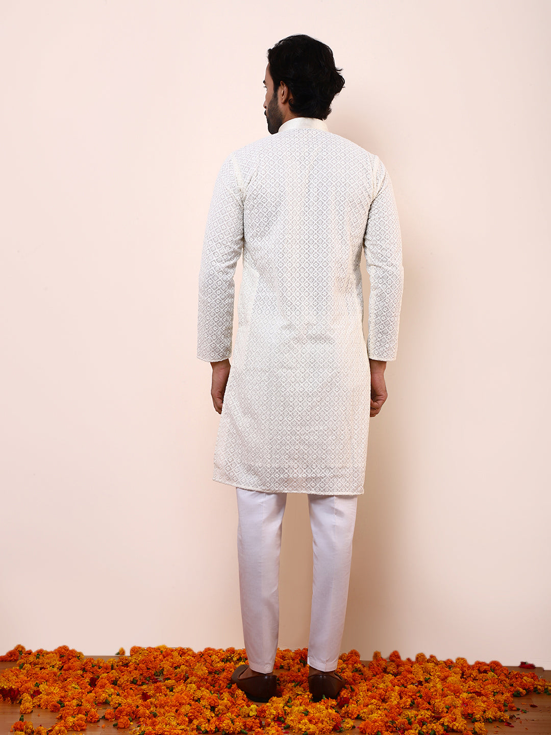 Royal White Chikankari Men’s Kurta
