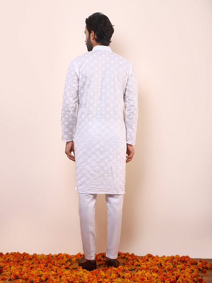 Regal White Embroidered Men’s Kurta