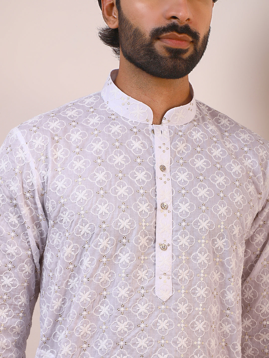 Regal White Embroidered Men’s Kurta
