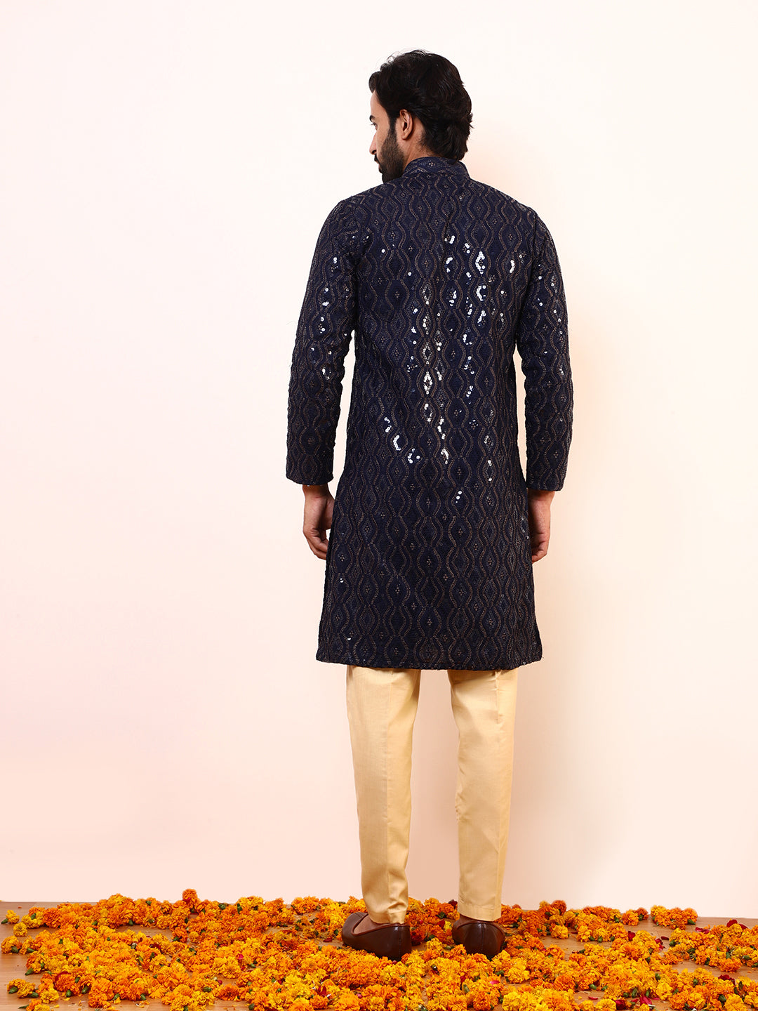 Royal Blue Embellished Men’s Kurta