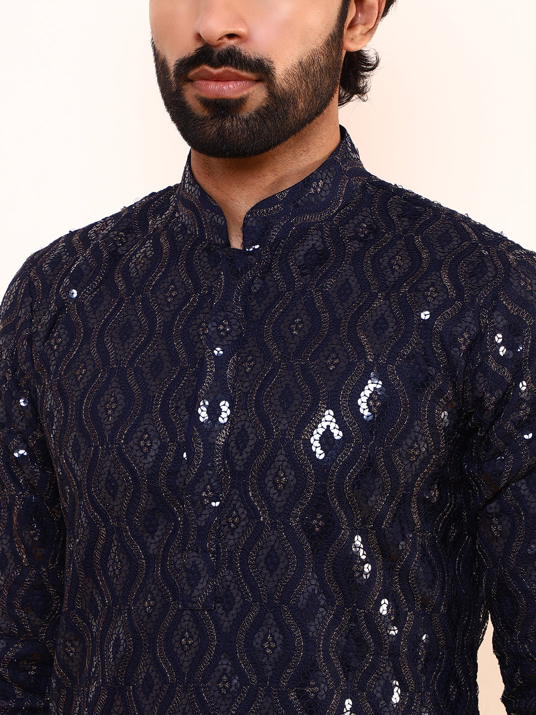 Royal Blue Embellished Men’s Kurta