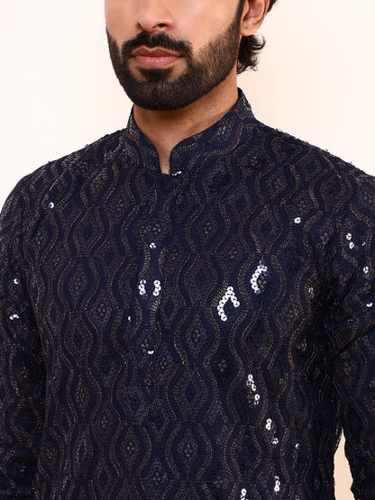 Royal Blue Embellished Men’s Kurta