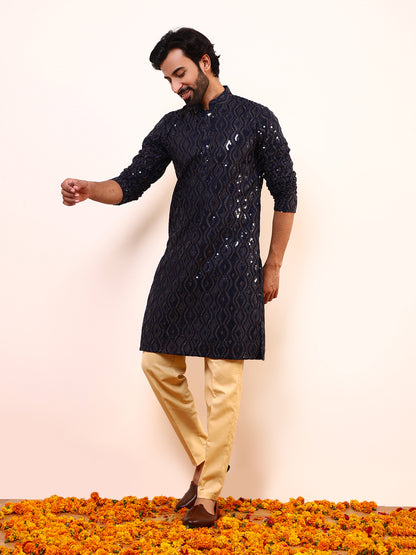Royal Blue Embellished Men’s Kurta