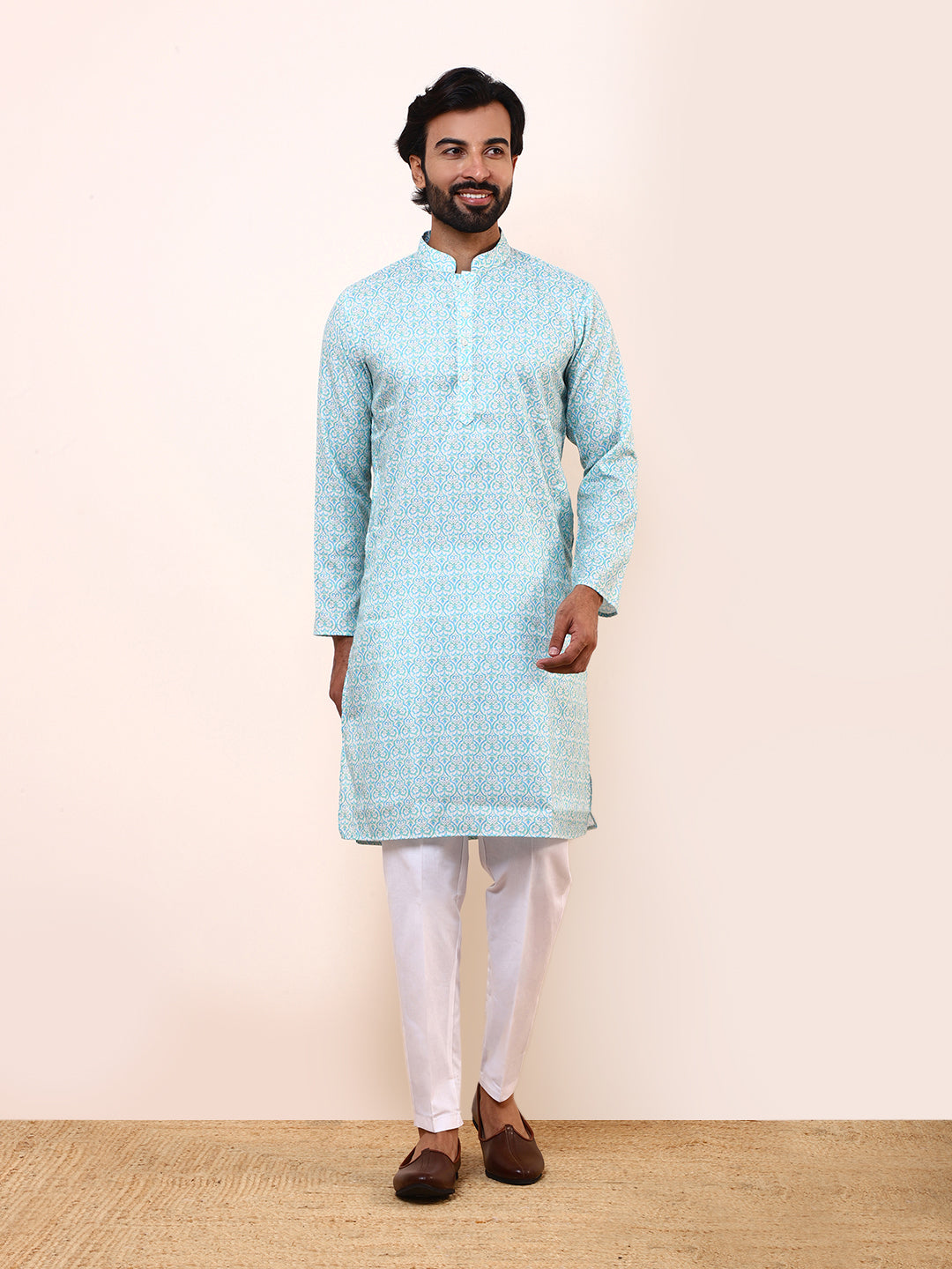 Peacock Patterned Printed Men’s Kurta