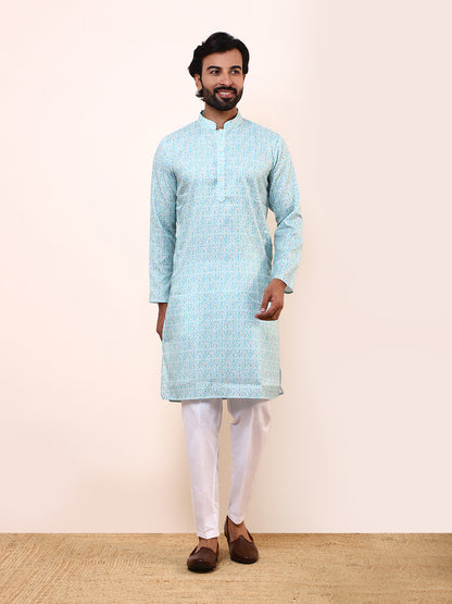Peacock Patterned Printed Men’s Kurta