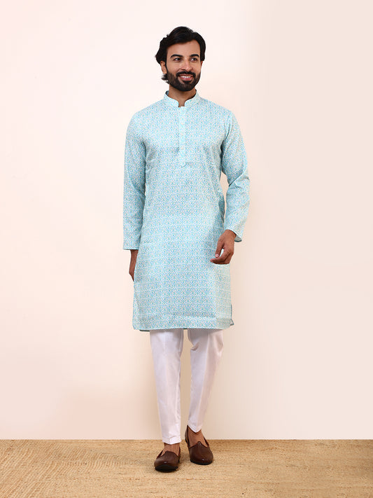 Peacock Patterned Printed Men’s Kurta