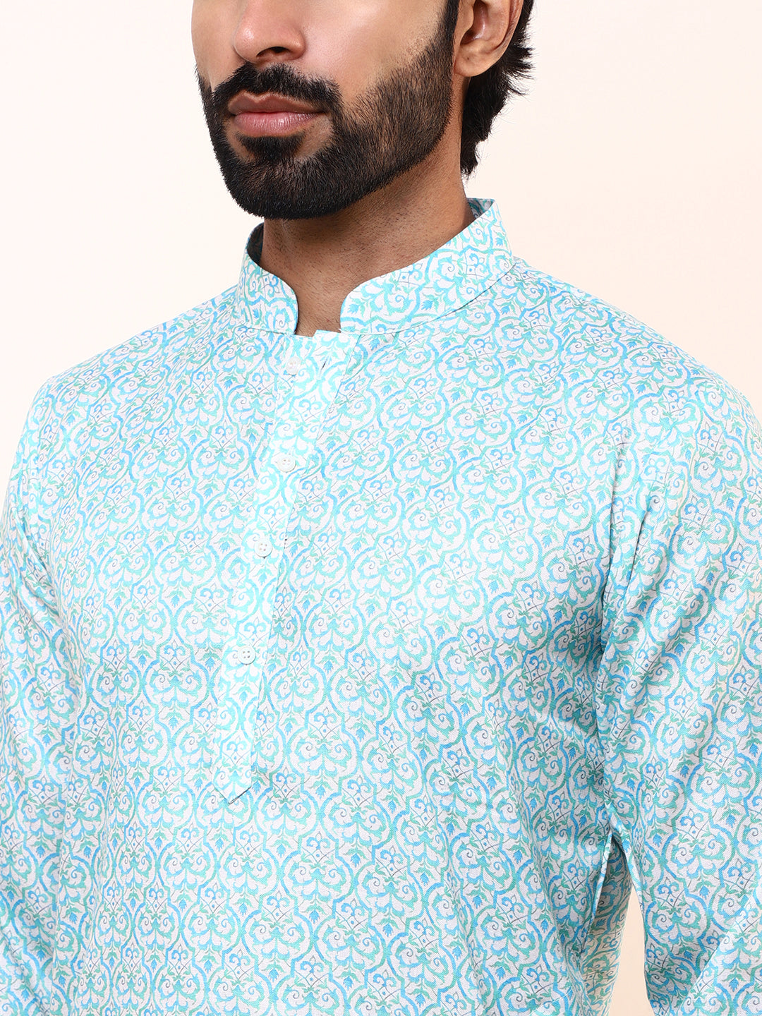 Peacock Patterned Printed Men’s Kurta