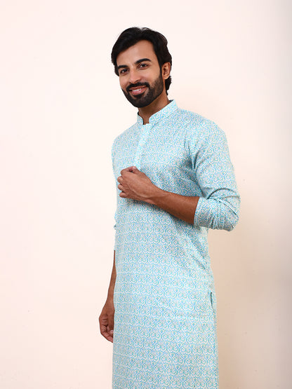 Peacock Patterned Printed Men’s Kurta