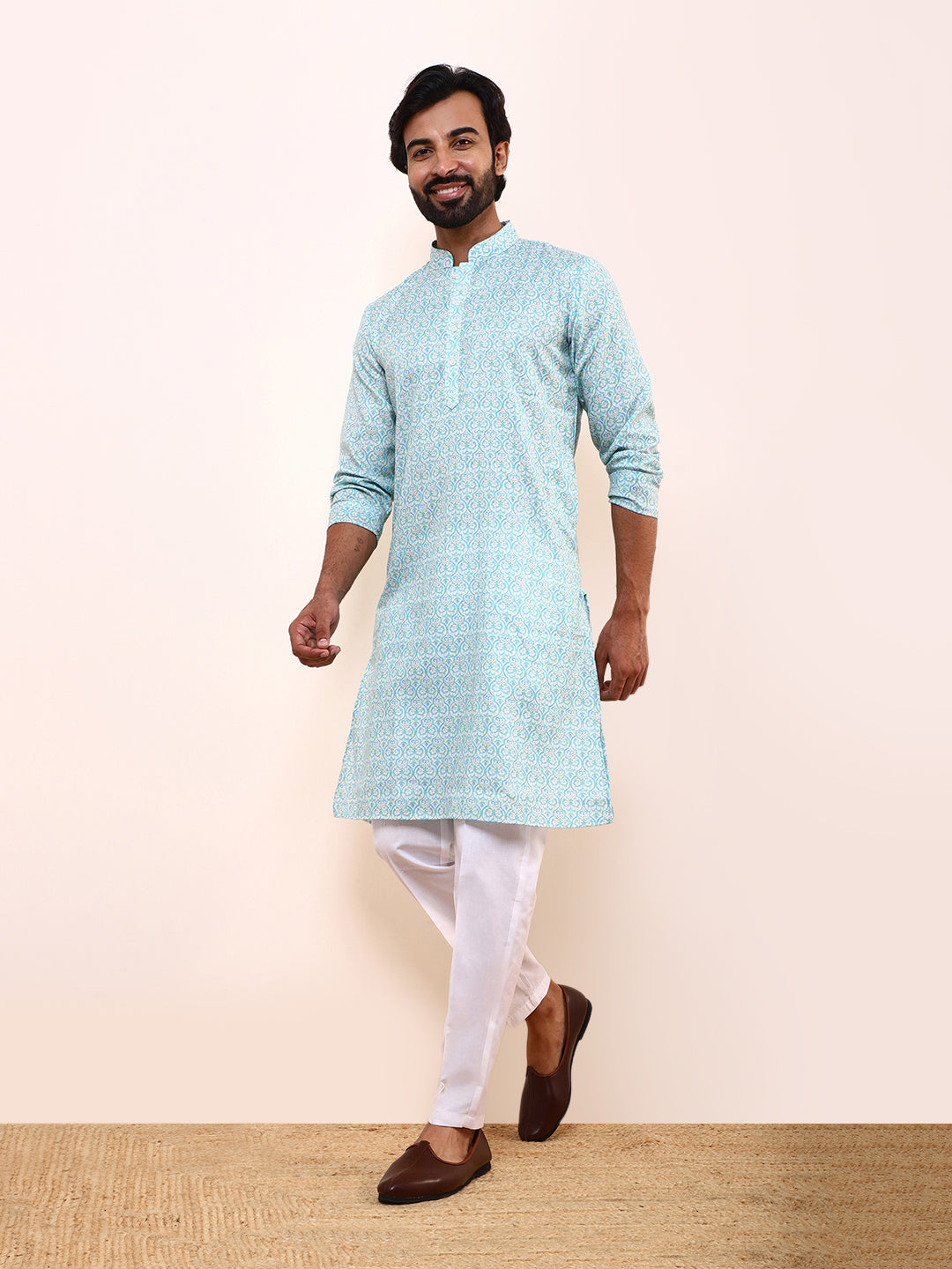 Peacock Patterned Printed Men’s Kurta