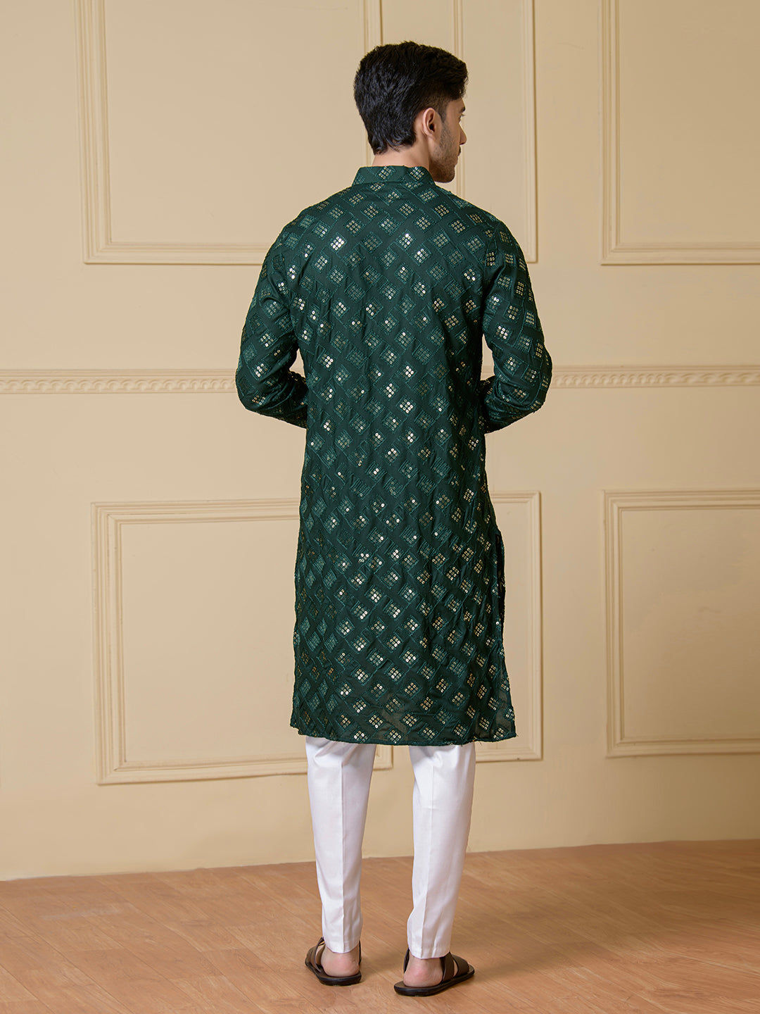 Regal Green Embellished Men's Kurta