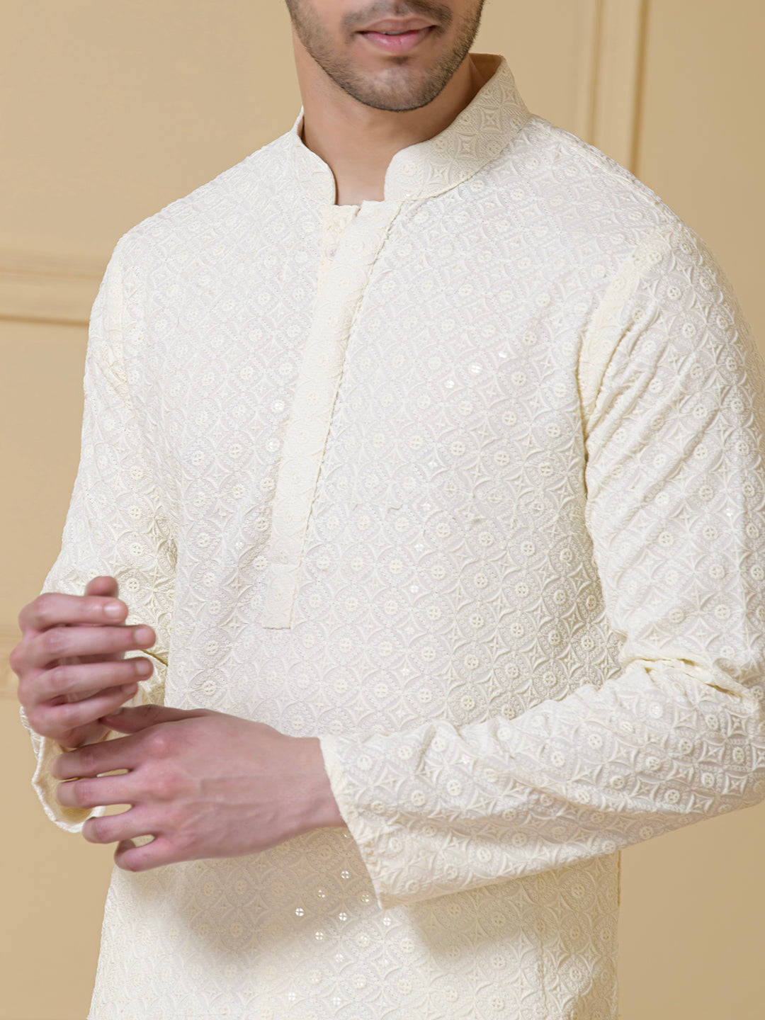 Ivory Elegance Chikankari Men's Kurta