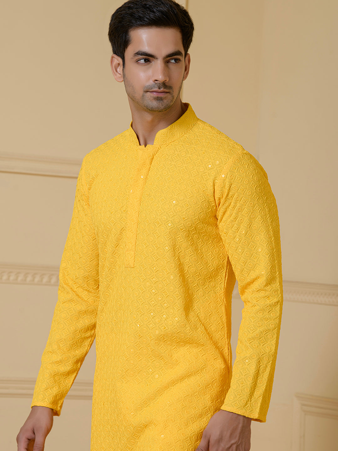 Sunshine Glow Chikankari Men's Kurta