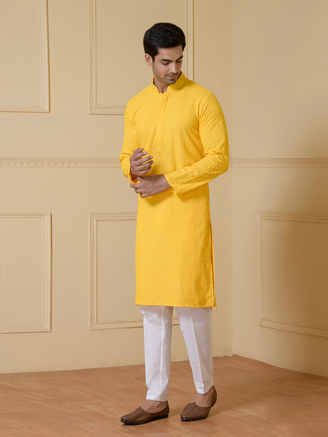 Sunshine Glow Chikankari Men's Kurta