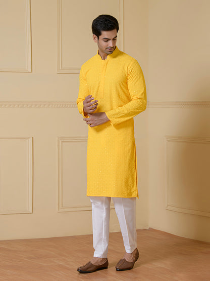Sunshine Glow Chikankari Men's Kurta