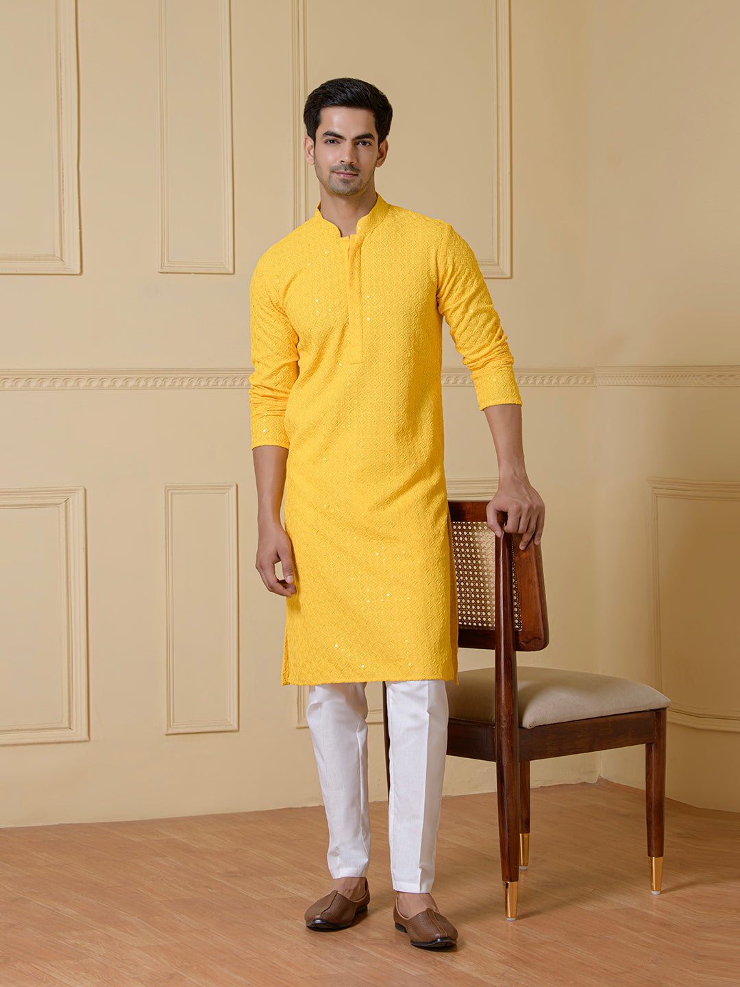 Sunshine Glow Chikankari Men's Kurta