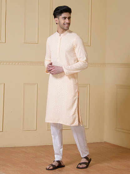 Sandalwood Serenity Chikankari Men's Kurta