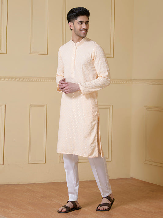 Sandalwood Serenity Chikankari Men's Kurta