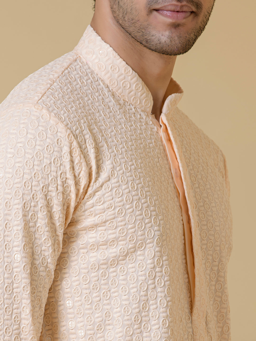 Sandalwood Serenity Chikankari Men's Kurta