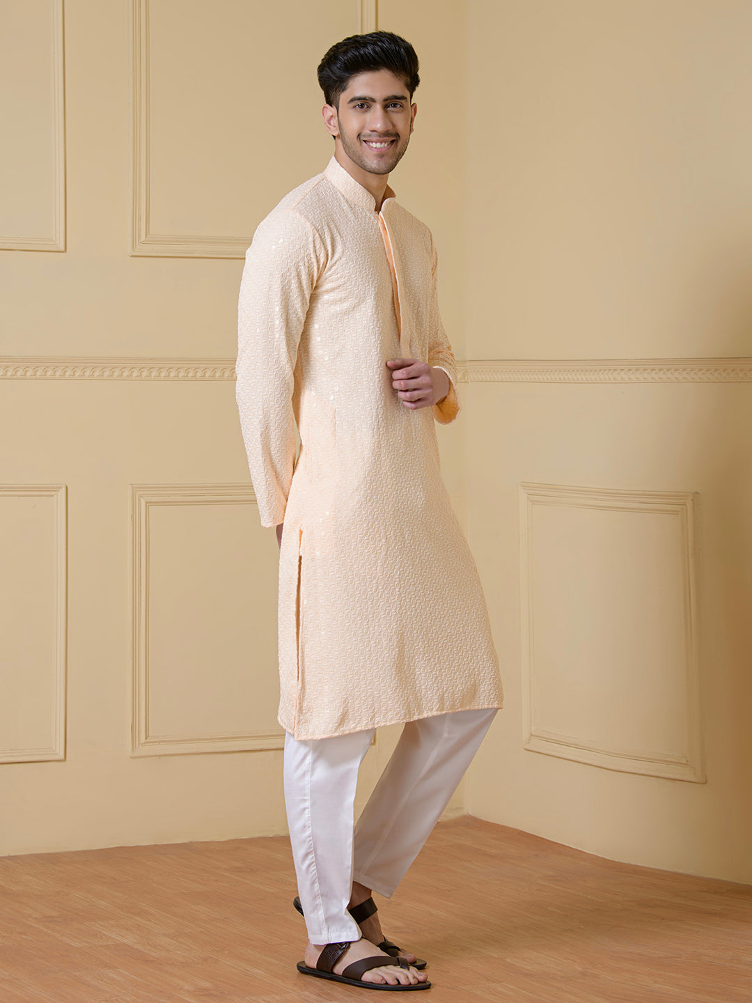 Sandalwood Serenity Chikankari Men's Kurta
