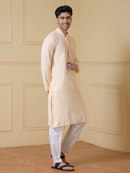 Sandalwood Serenity Chikankari Men's Kurta