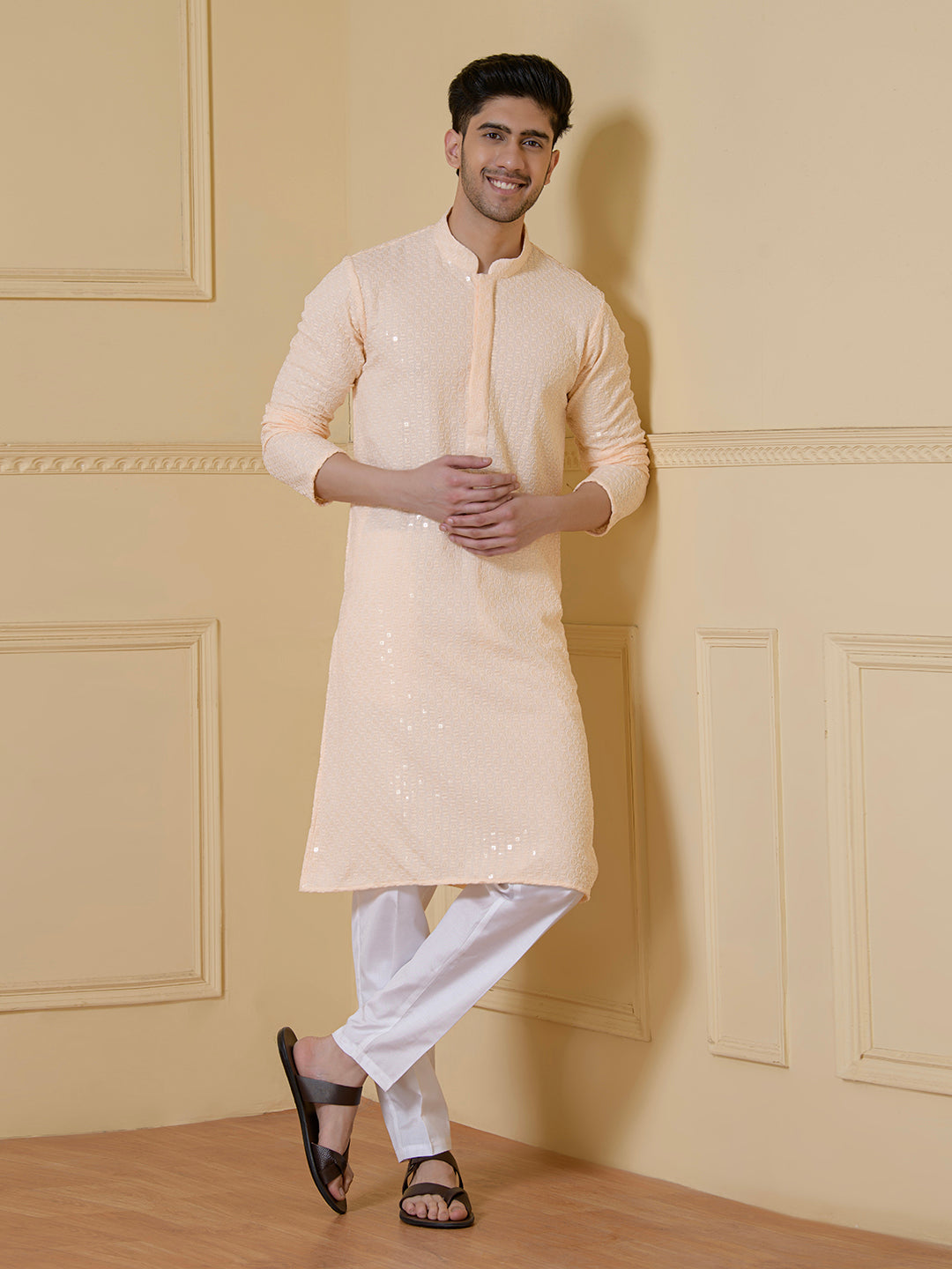 Sandalwood Serenity Chikankari Men's Kurta