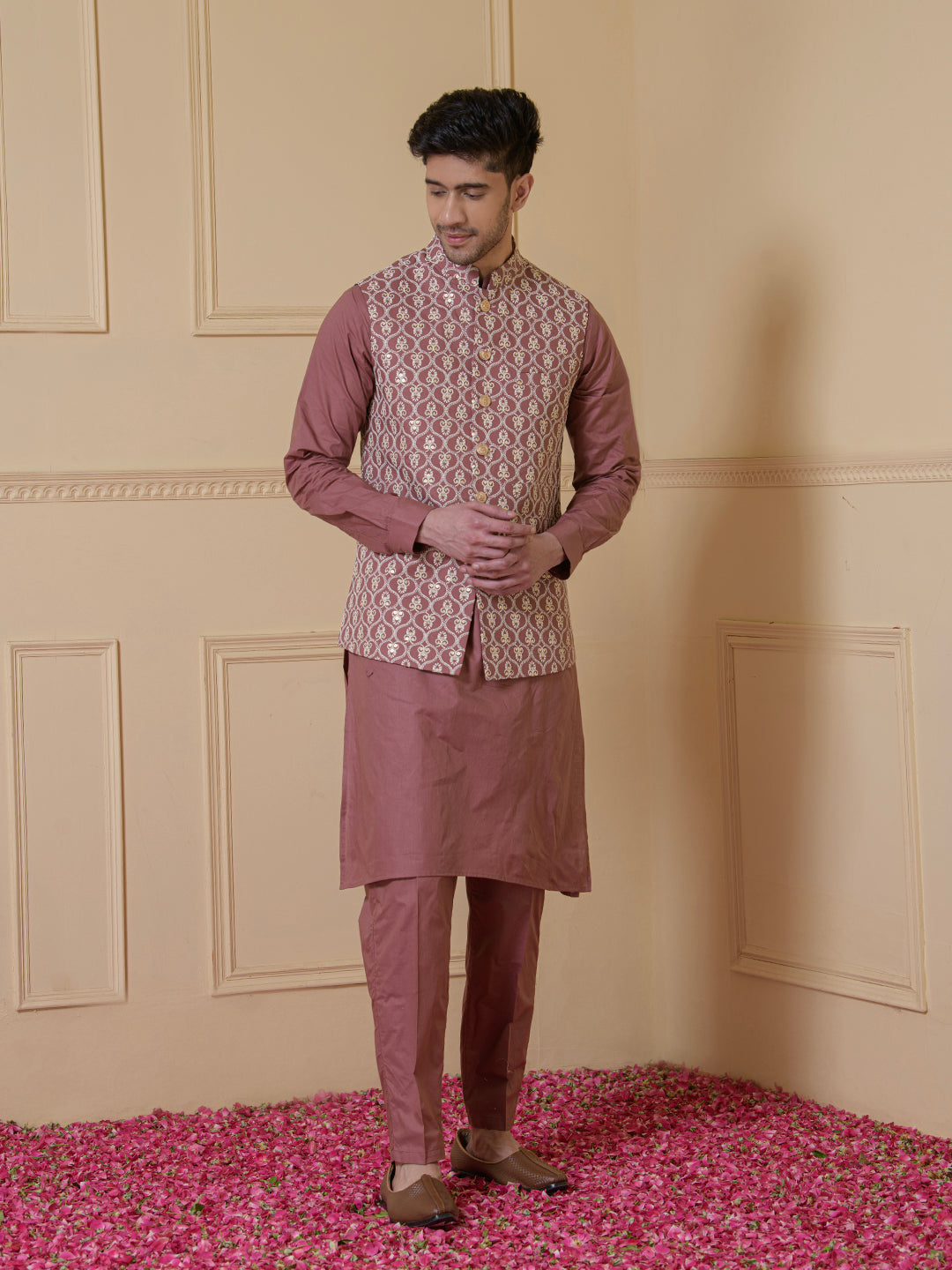 Blush Pink Embroidered Men's Kurta Set