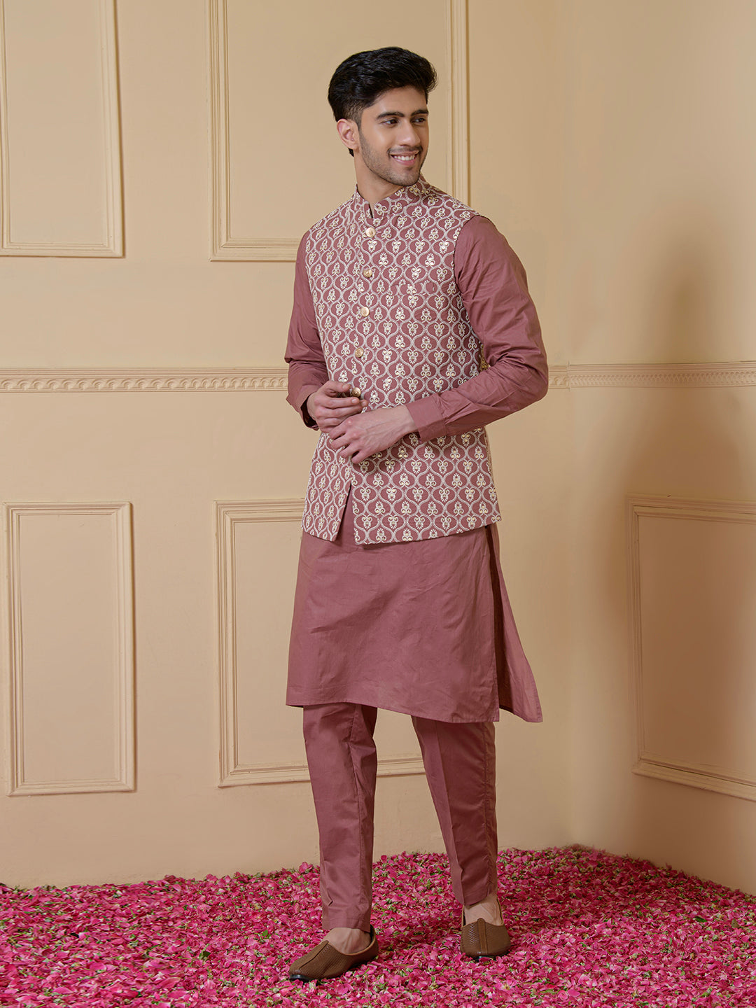 Blush Pink Embroidered Men's Kurta Set