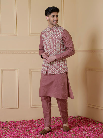 Blush Pink Embroidered Men's Kurta Set