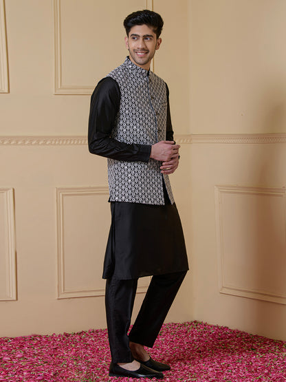 Classic Black Embroidered Men's Kurta Set