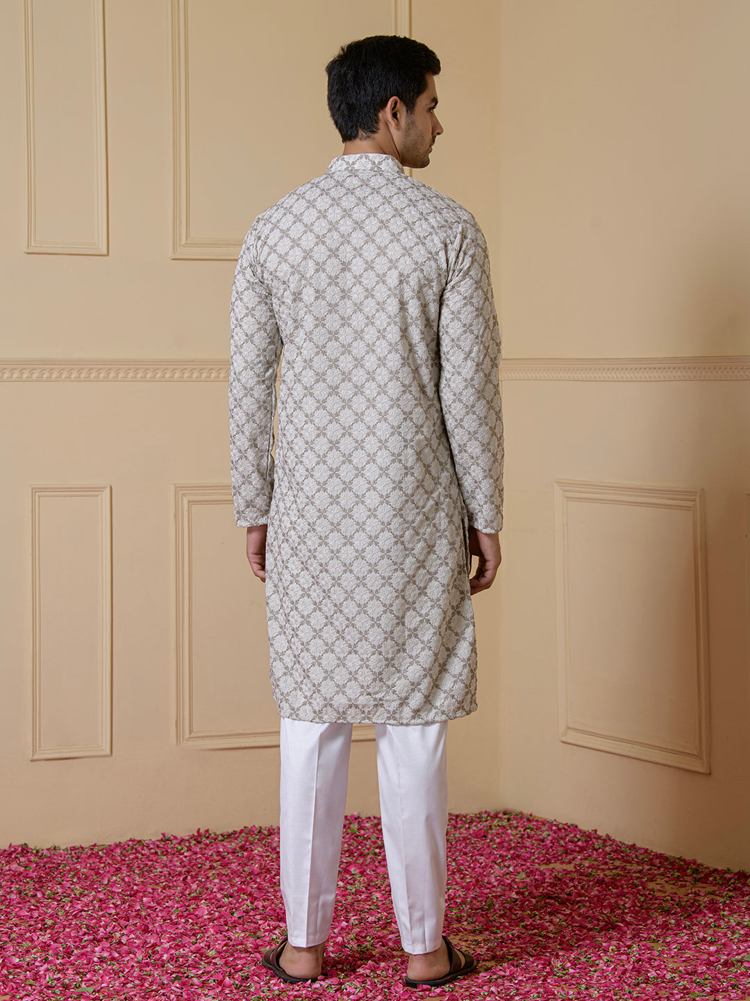 Timeless Grey Embroidered Men’s Kurta