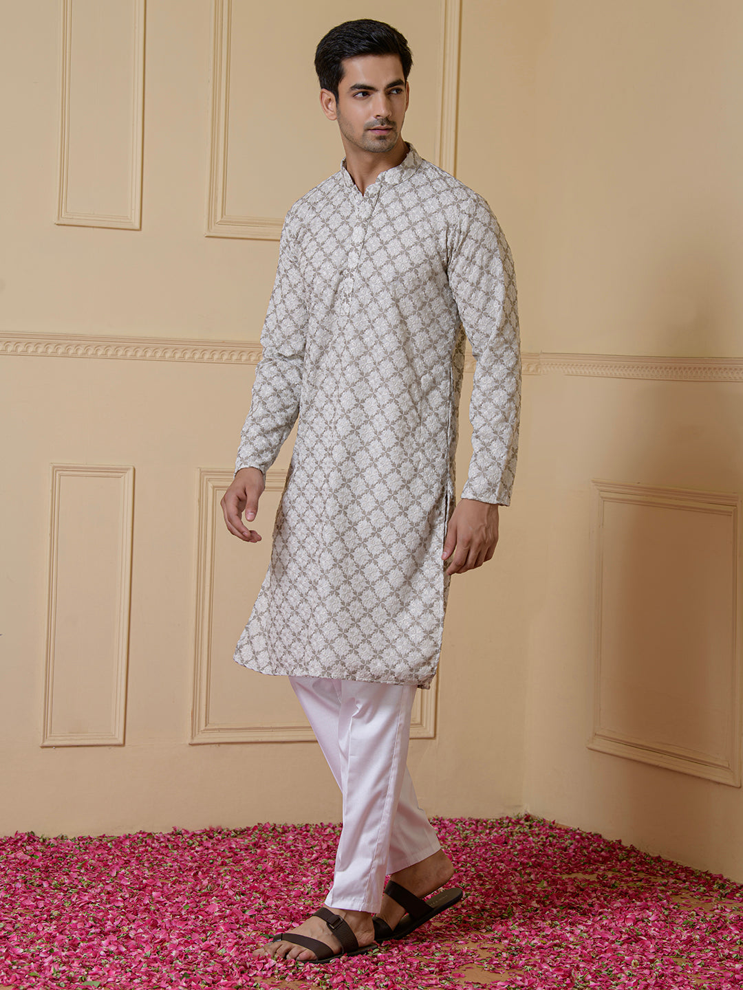 Timeless Grey Embroidered Men’s Kurta