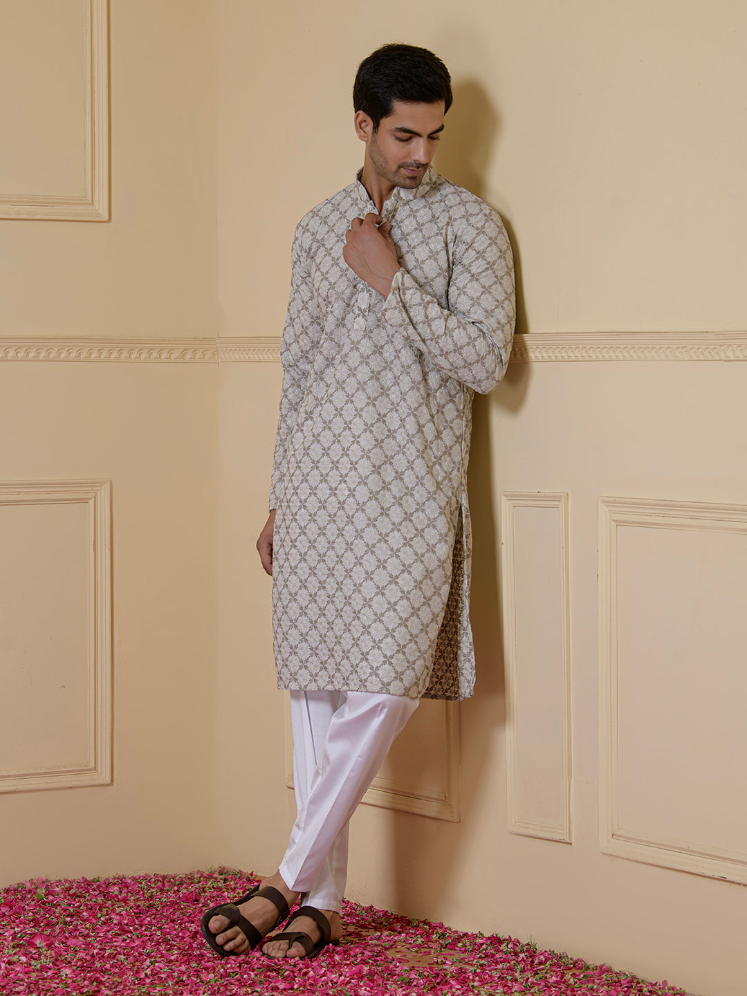 Timeless Grey Embroidered Men’s Kurta
