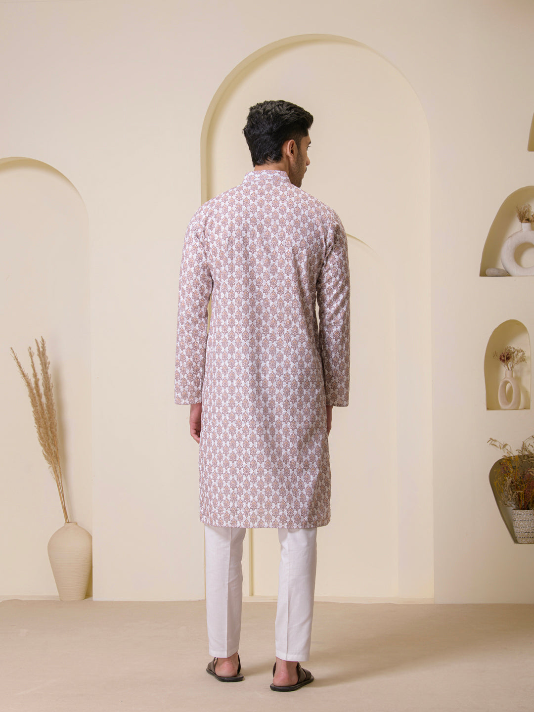 Sandstone Brown Printed Men's Kurta