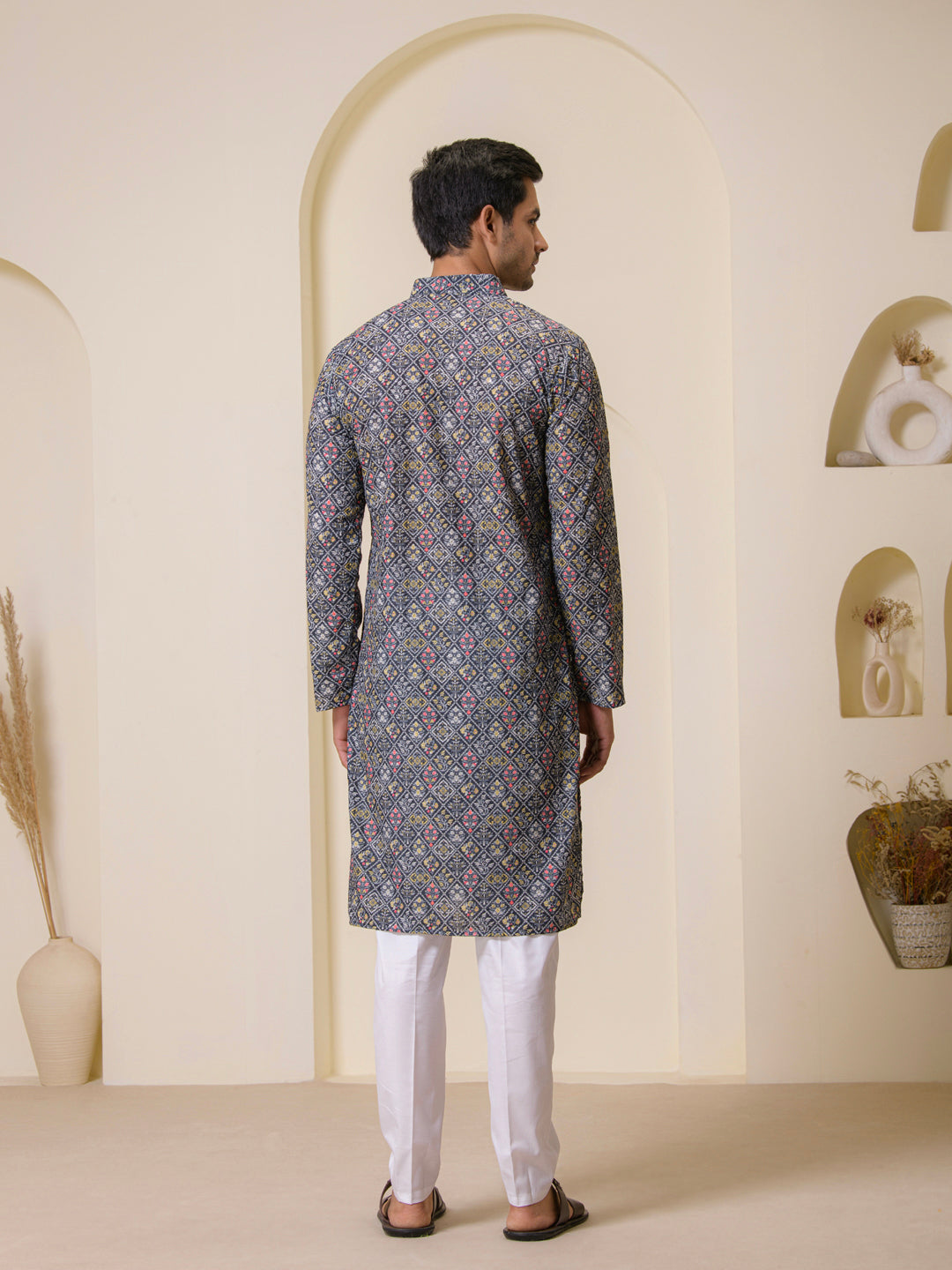 Gotham Green Colorful Printed Men’s Kurta