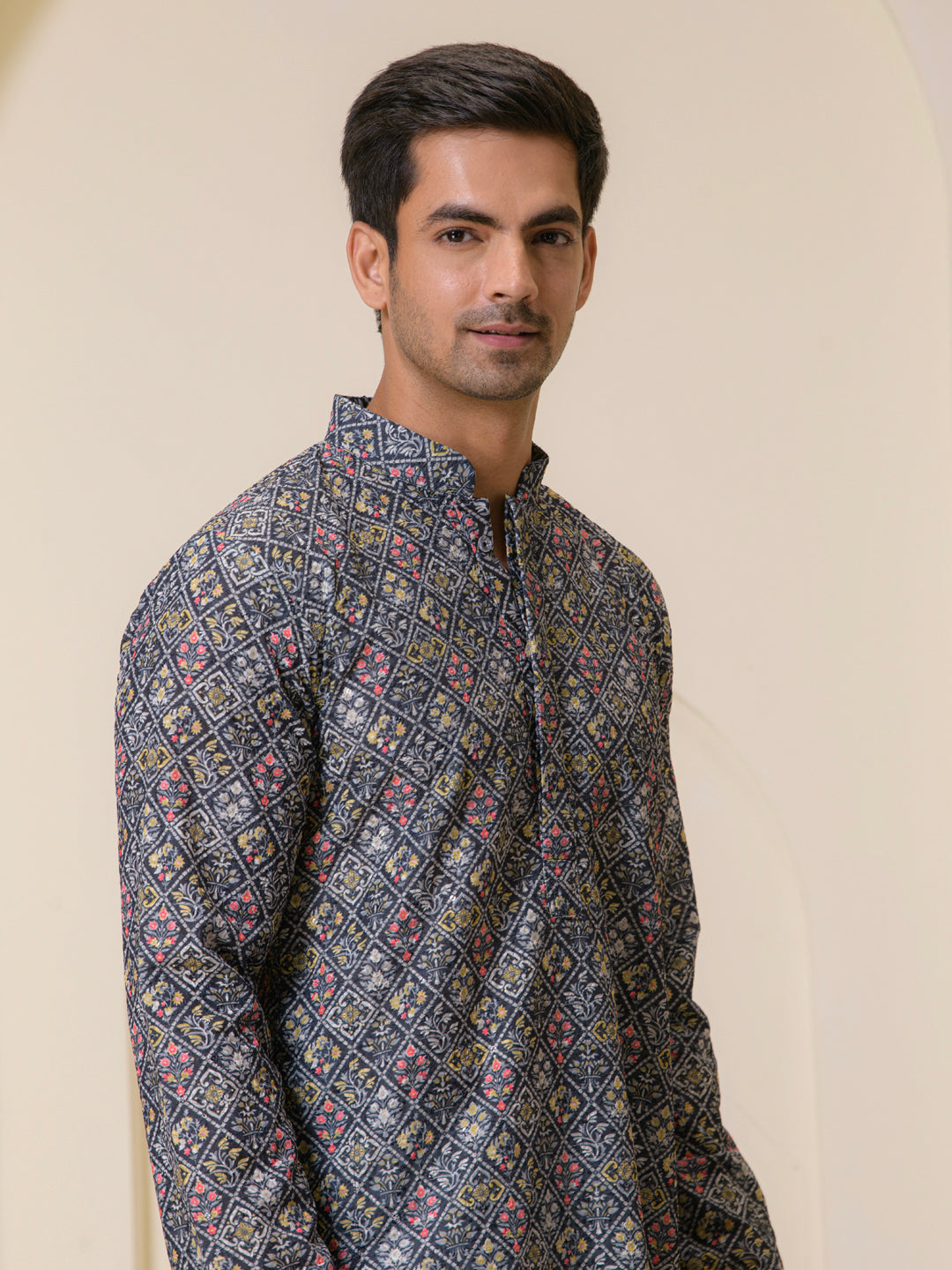 Gotham Green Colorful Printed Men’s Kurta