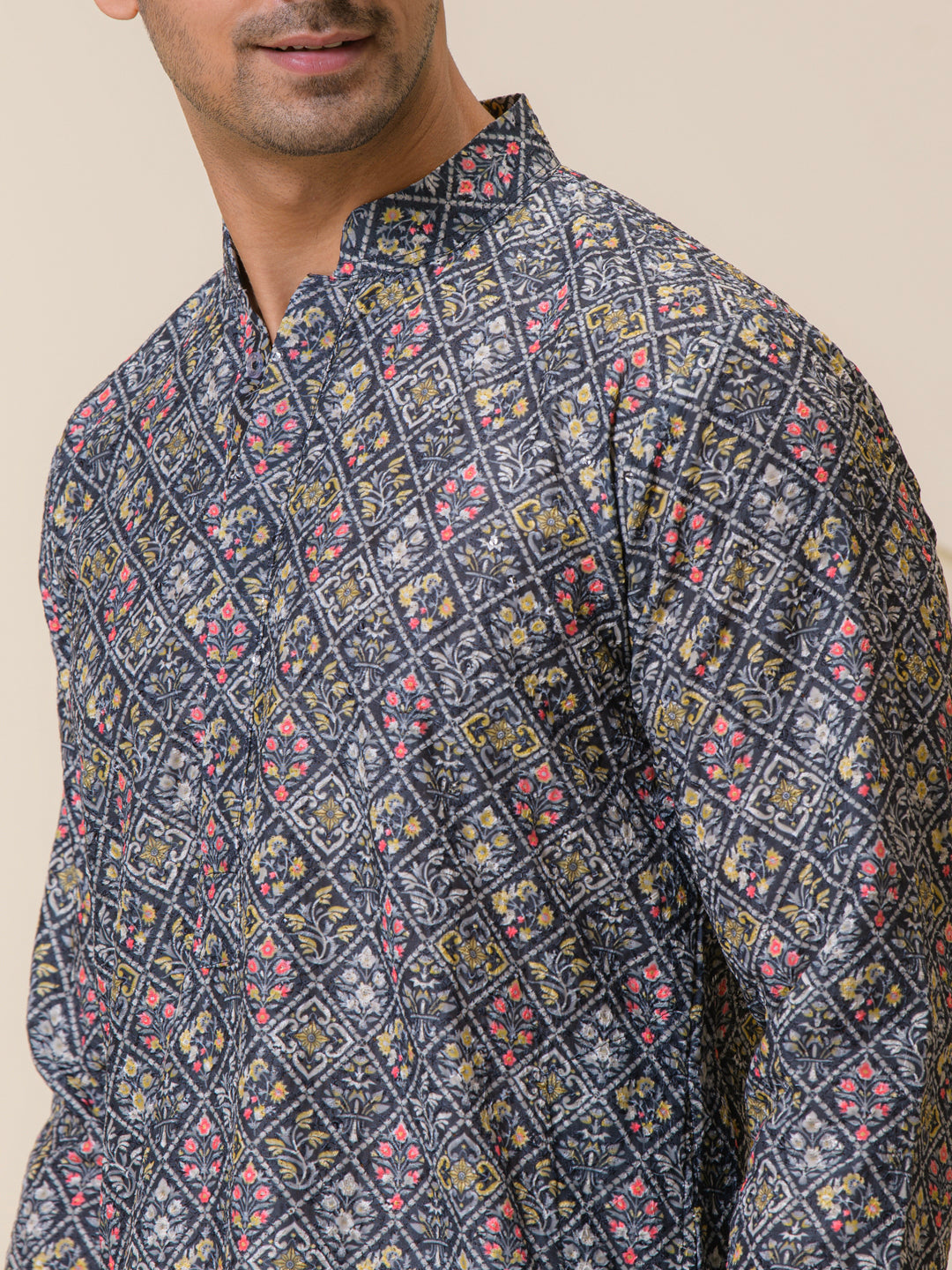 Gotham Green Colorful Printed Men’s Kurta
