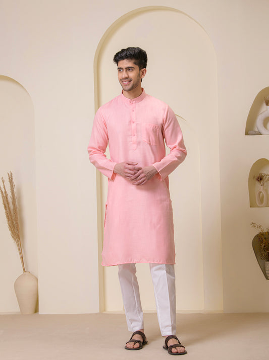 Light Pink Solid Men’s Kurta