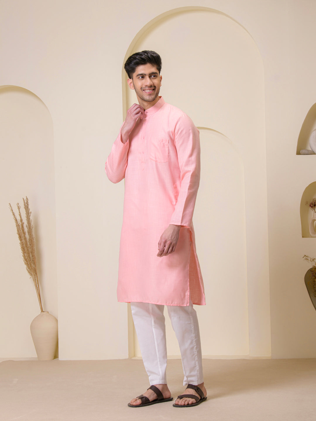Light Pink Solid Men’s Kurta