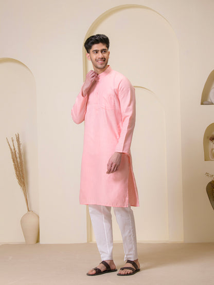 Light Pink Solid Men’s Kurta