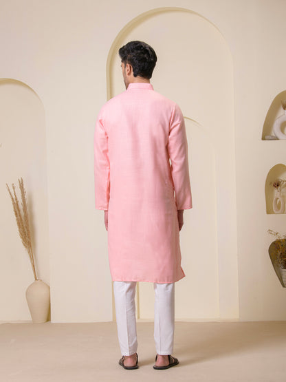 Light Pink Solid Men’s Kurta