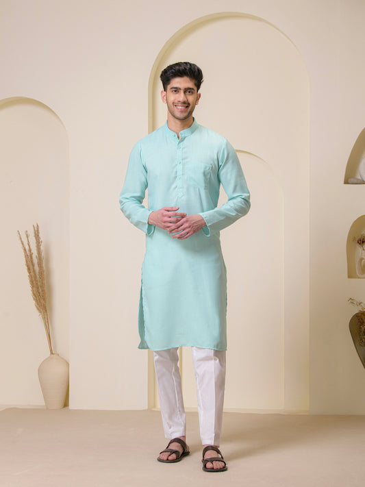 Sky Blue Solid Men’s Kurta
