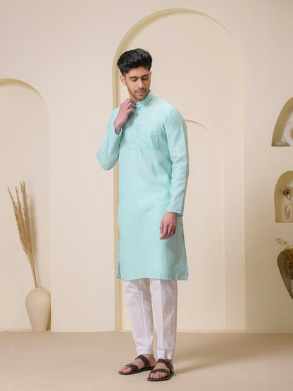 Sky Blue Solid Men’s Kurta