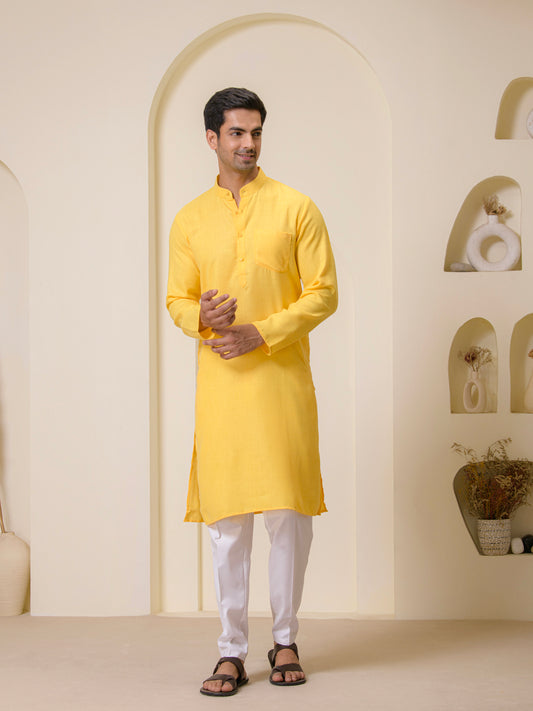 Sunshine Yellow Solid Men's Kurta